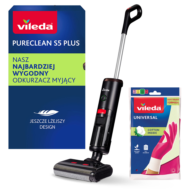 Bezprzewodowy, pionowy odkurzacz myjący Vileda PureClean S5 Plus