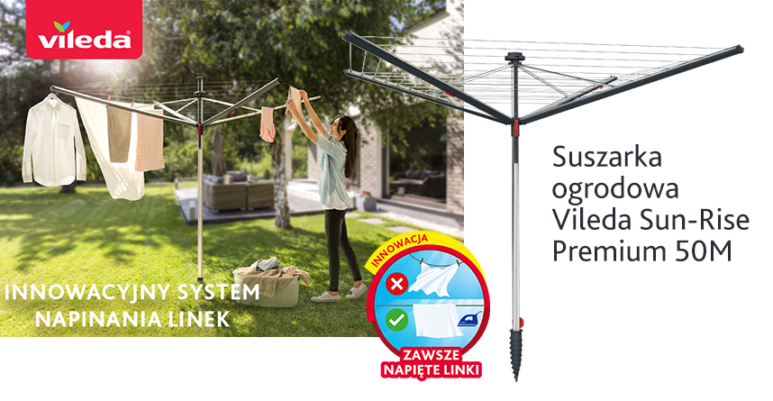 Vileda Sun-Rise Premium 50 - innowacyjny system napinania linek