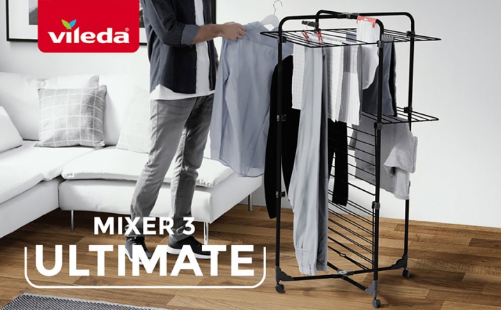 Suszarka na pranie Vileda Mixer 3 Ultimate czarna - idealne wykorzystanie przestrzeni